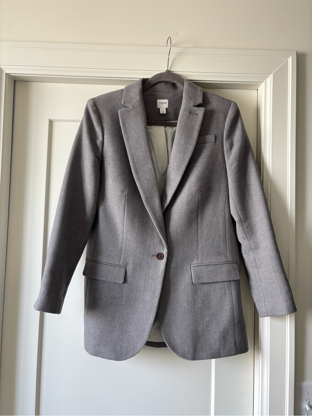 J. Crew Gray Single-Button Wool-Blend Blazer